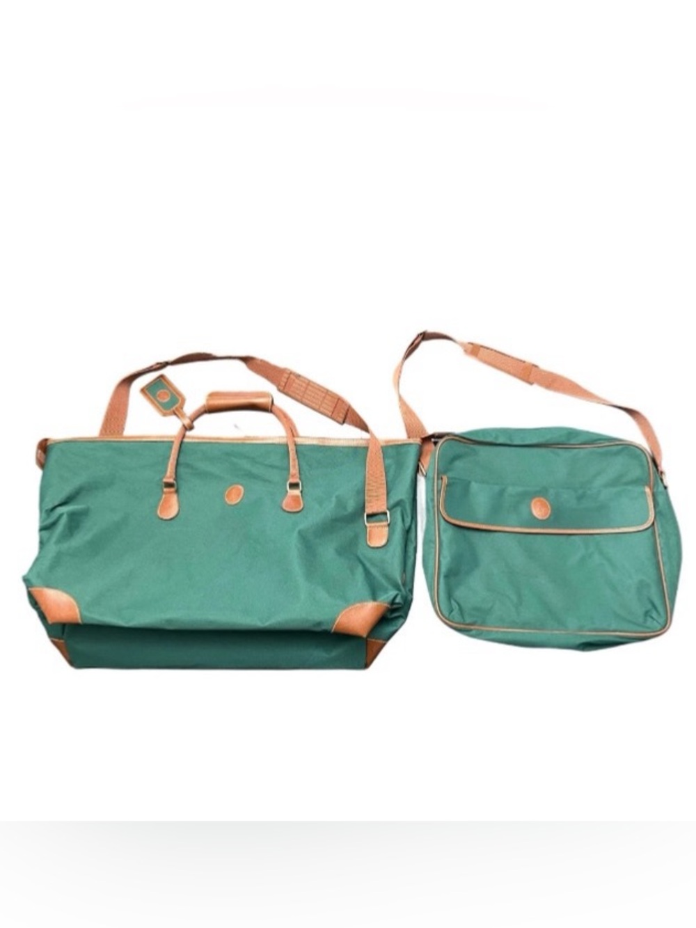 Vintage Polo Ralph Lauren Luggage Duffle Bag & Messenger Green Canvas Travel Set